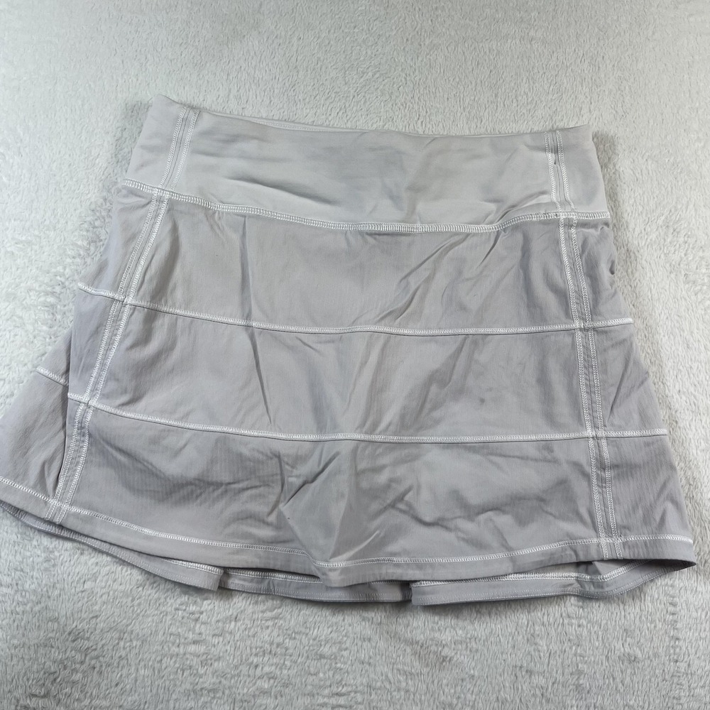 Lululemon Skort Womens 2 Tall Gray Athletic Running Tennis Lined Zip Pocket